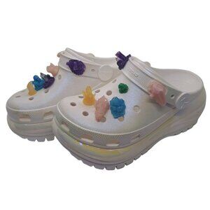 Crocs Lil Nas X Mega Crush Clogs iridescent with crystal Jibbitz charms Unisex